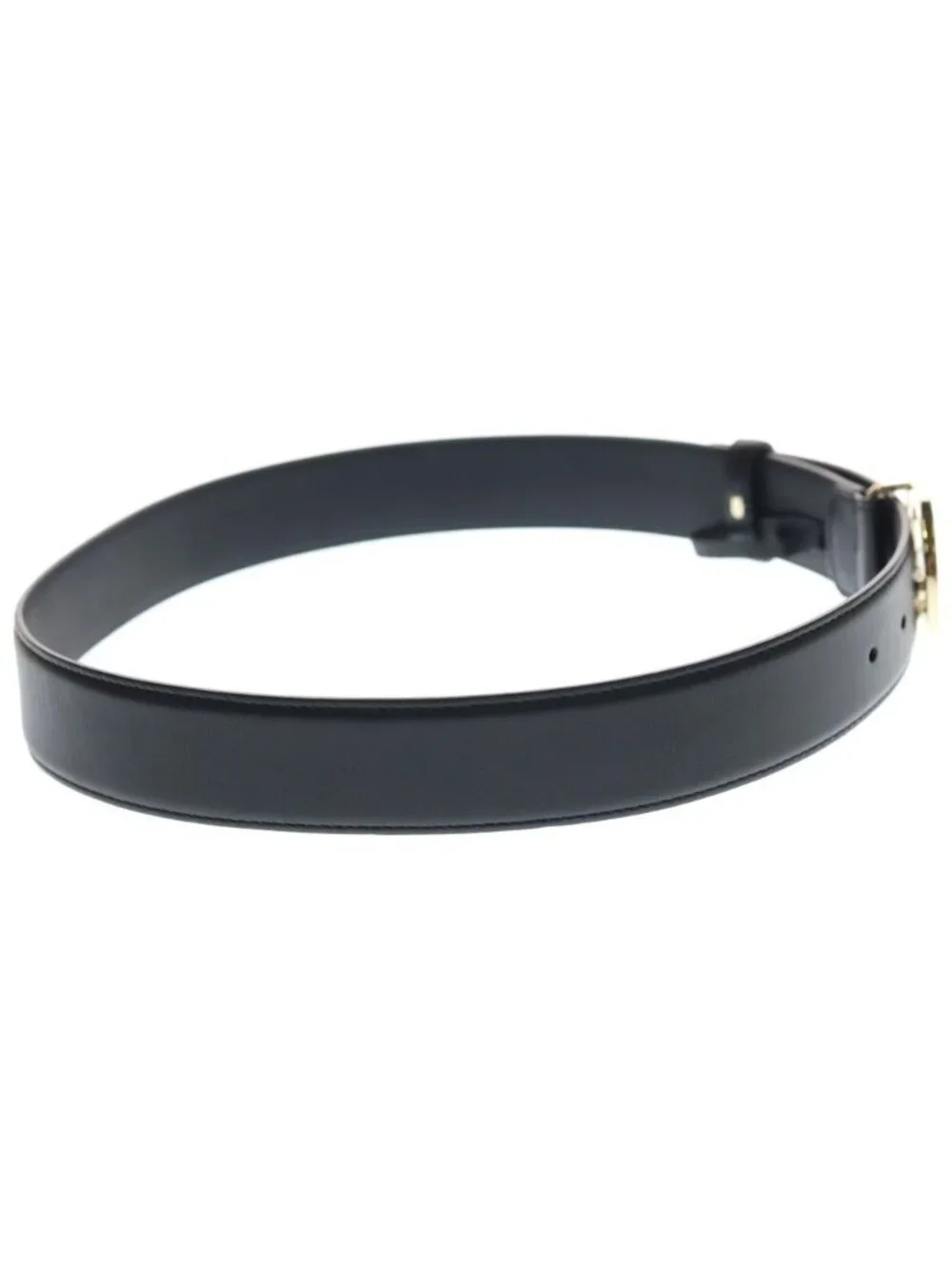 Gucci Interlocking Buckle Leather Belt Black